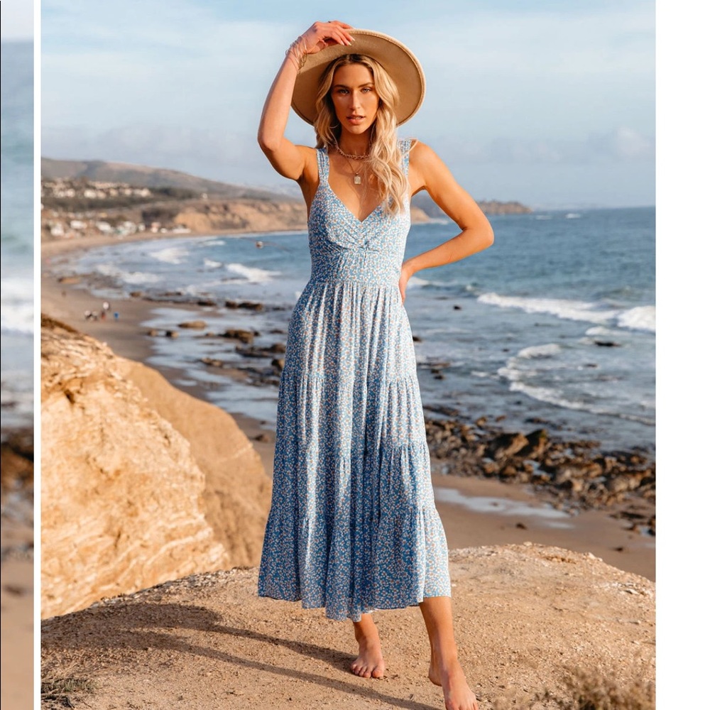Floral Tie Back Midi Dress